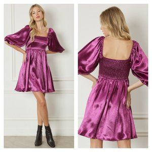 🌺ENTRO Elbow Length Satin Feel Dress🌺